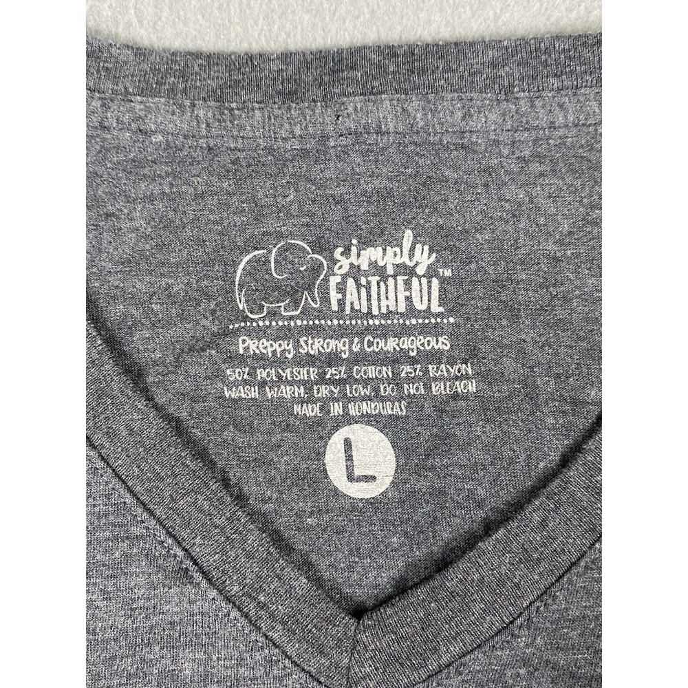 Simply Faithful "Peace Love Happiness" Watermelon Peace Symbol V Neck T Shirt L - Picture 7 of 8